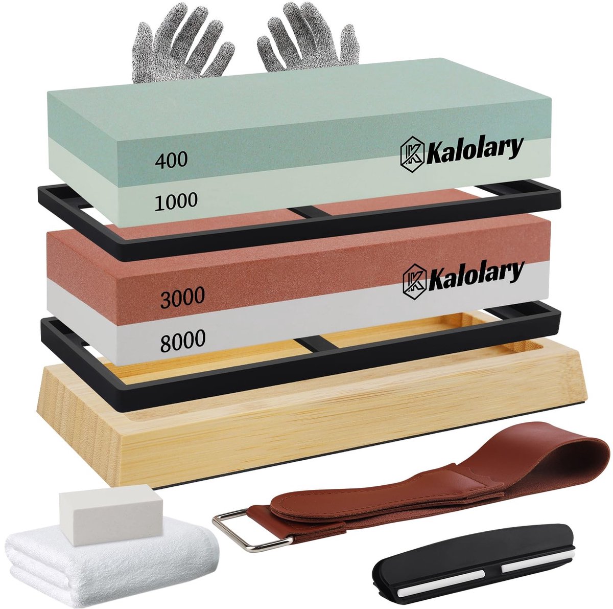 Omgoods - 11PCS Slijpsteen Set voor Messen met Anti-slip Basis