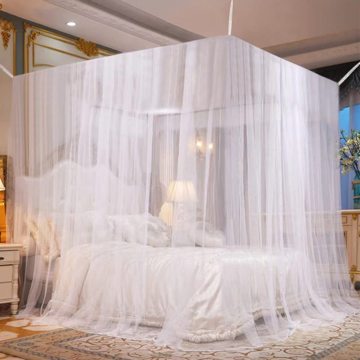 Omgoods - Mosquito Net - Eenvoudig te Openen Vliegennet voor Bed, 220 x 210 x 200cm