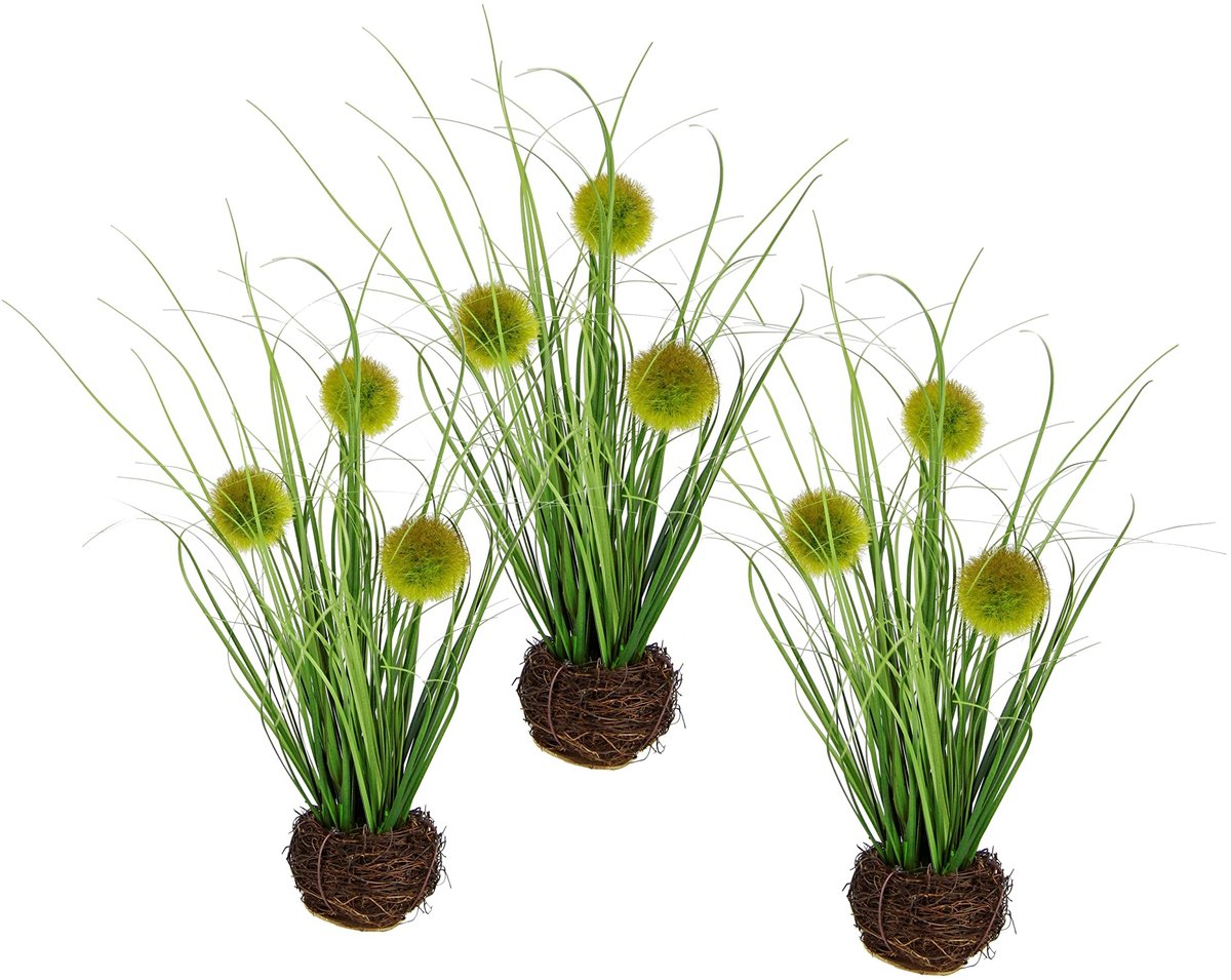 Omgoods - Set van 3 Kunstgras Planten voor Decoratie