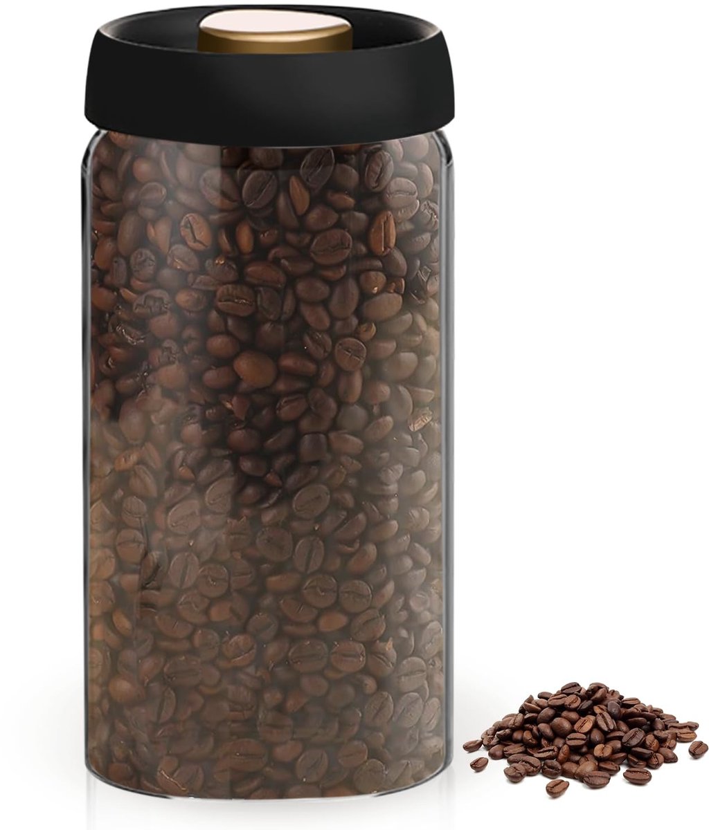 Omgoods - Glazen Koffietin met Vacuümdeksel 1800ml