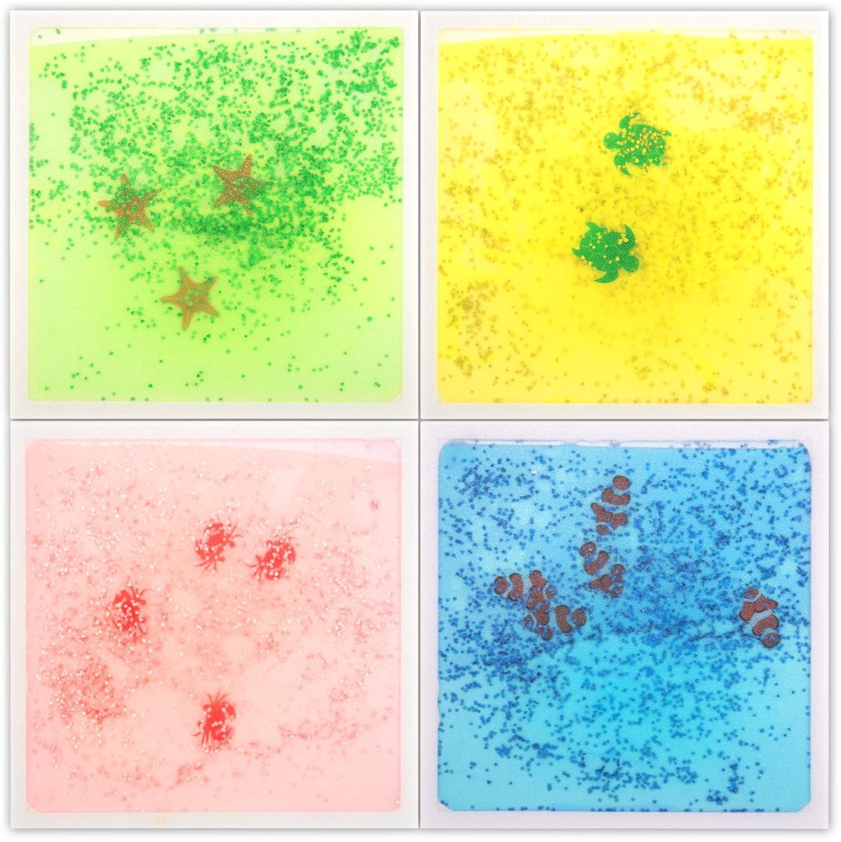Omgoods - Set van 4 Kleurige Vloeibare Sensory Tegels voor Kinderen