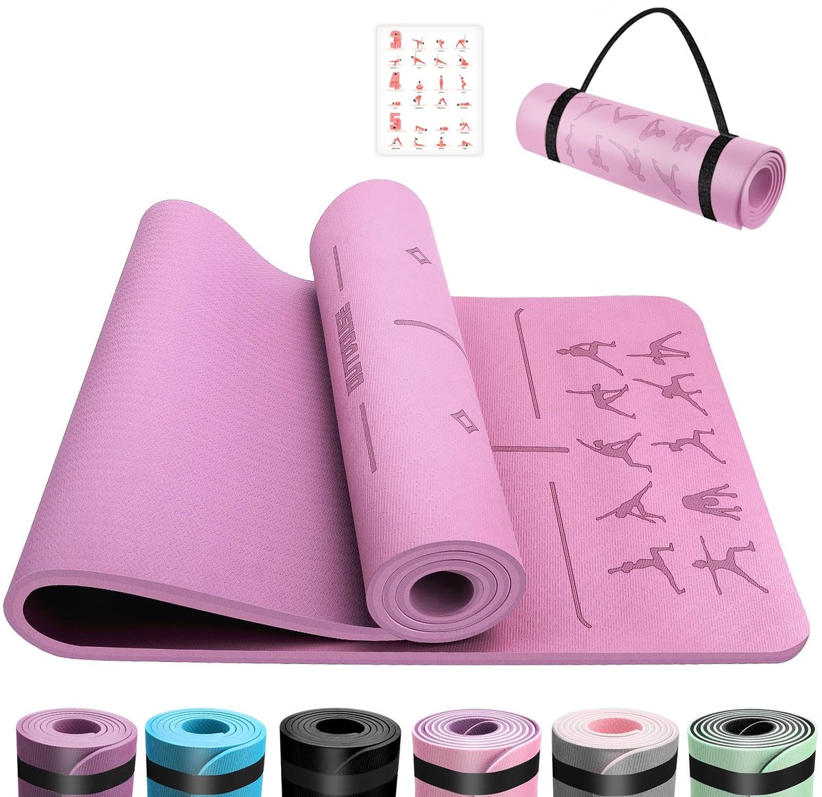 Omgoods - TPE Yoga Mat van 6 mm - Antislip en Inclusief Draagriem