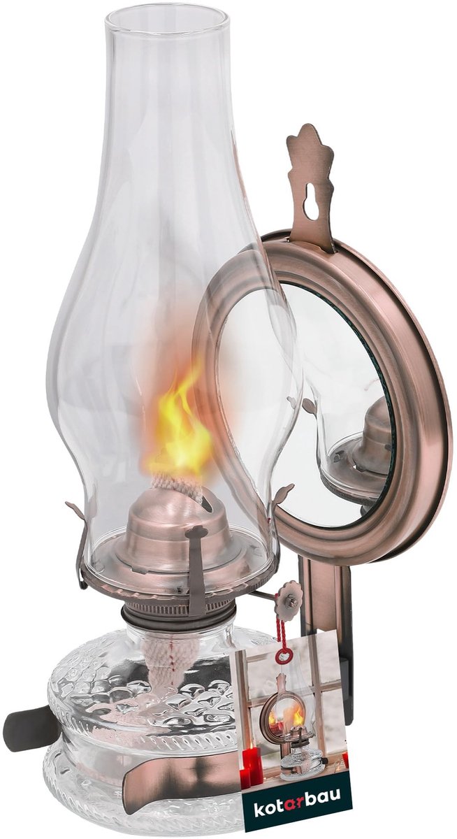 Omgoods - Vintage Petroleumlamp met Spiegel