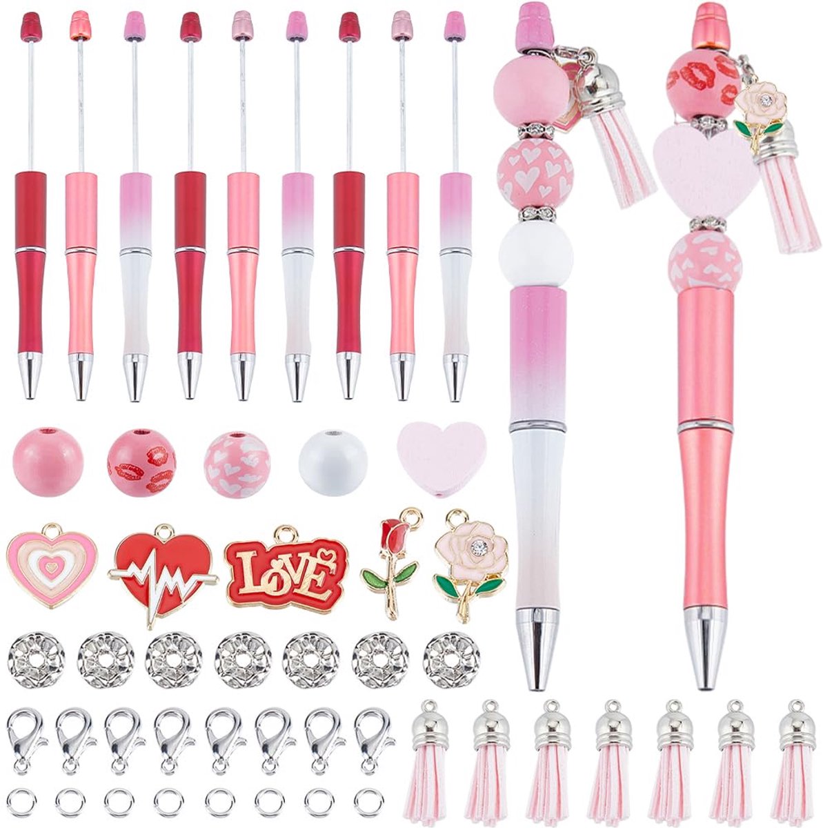 Omgoods - 9 Sets Valentijnsdag Kralen Pennen Kit voor DIY