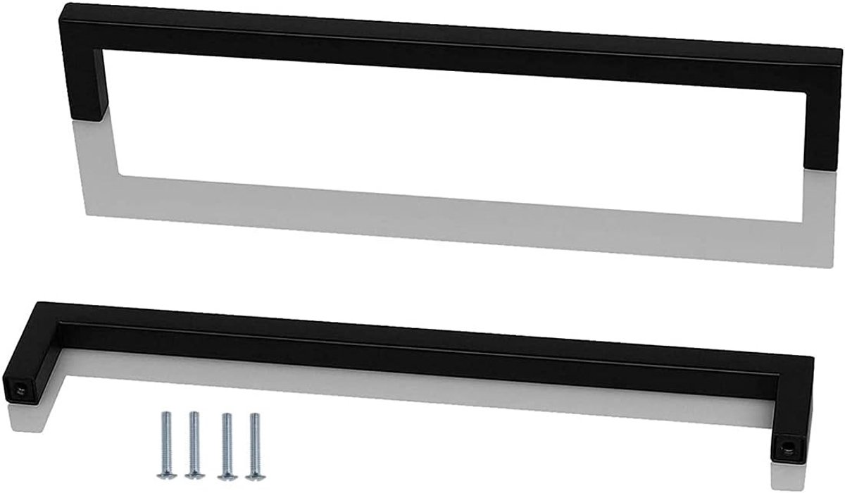Set van 2 Zwarte RVS Keukenladen Handgrepen - 224mm T-Bar Trekstangen voor Meubels en Kasten