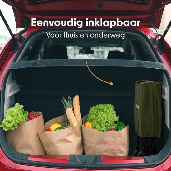 LifeGoods Bolderkar - Opvouwbaar - 80KG Draagkracht - 94L - Wasbaar - Stevige Wielen - Groen van LifeGoods — afbeelding 4