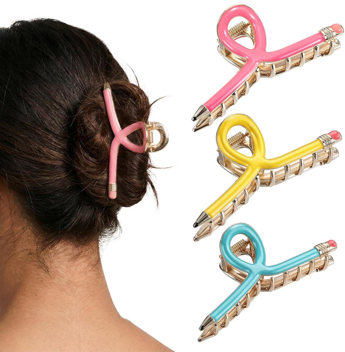 Potlood Haarclip voor Docenten - Set van 3 Stuks - Schattig Cadeau voor Vrouwen en Verjaardag