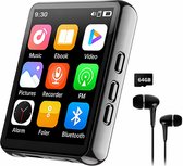 MP3 Speler met Bluetooth 5.4 - 64GB - 2.4 Inch Touchscreen - HiFi Geluid - FM Radio - Recorder - met Oordopjes