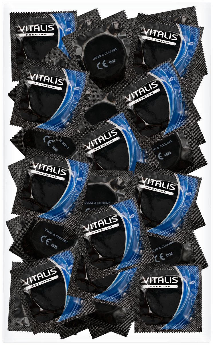 Vitalis Premium Condooms met koeleffect, zachte verlenging van de geslachtsdaad, verfrissend tintelend gevoel, betrouwbare veiligheid, 100 stuks