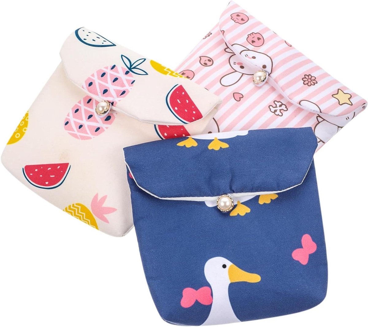 Sanitaire Napkin Tasjes - Maandverband Pouch - Hygiënisch Opbergen - Met Rits - 13.5 x 13 cm - Diverse Kleuren