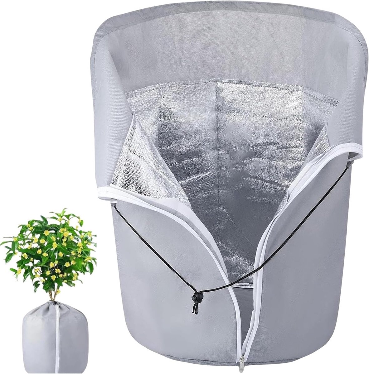 Winterbescherming voor planten, 70 x 65 cm, beschermzak met trekkoord voor potplanten, vorstbestendig en waterdicht