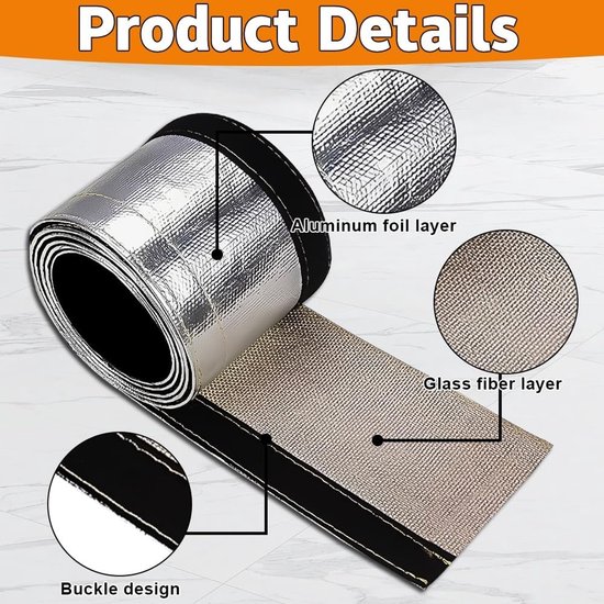 Aluminium Titanium Warmtebeschermslang van 1 m, ID 30 mm, Zelfklevende Isolatieslang voor Kabelbescherming, Thermische Bescherming en Isolatie — afbeelding 2