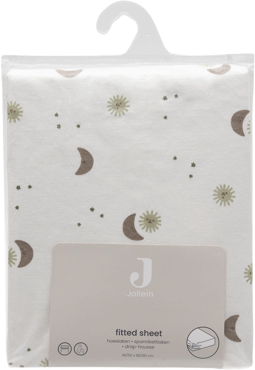 Jollein Hoeslaken Ledikant - 70/75x140/150cm - Jersey - Over the Moon