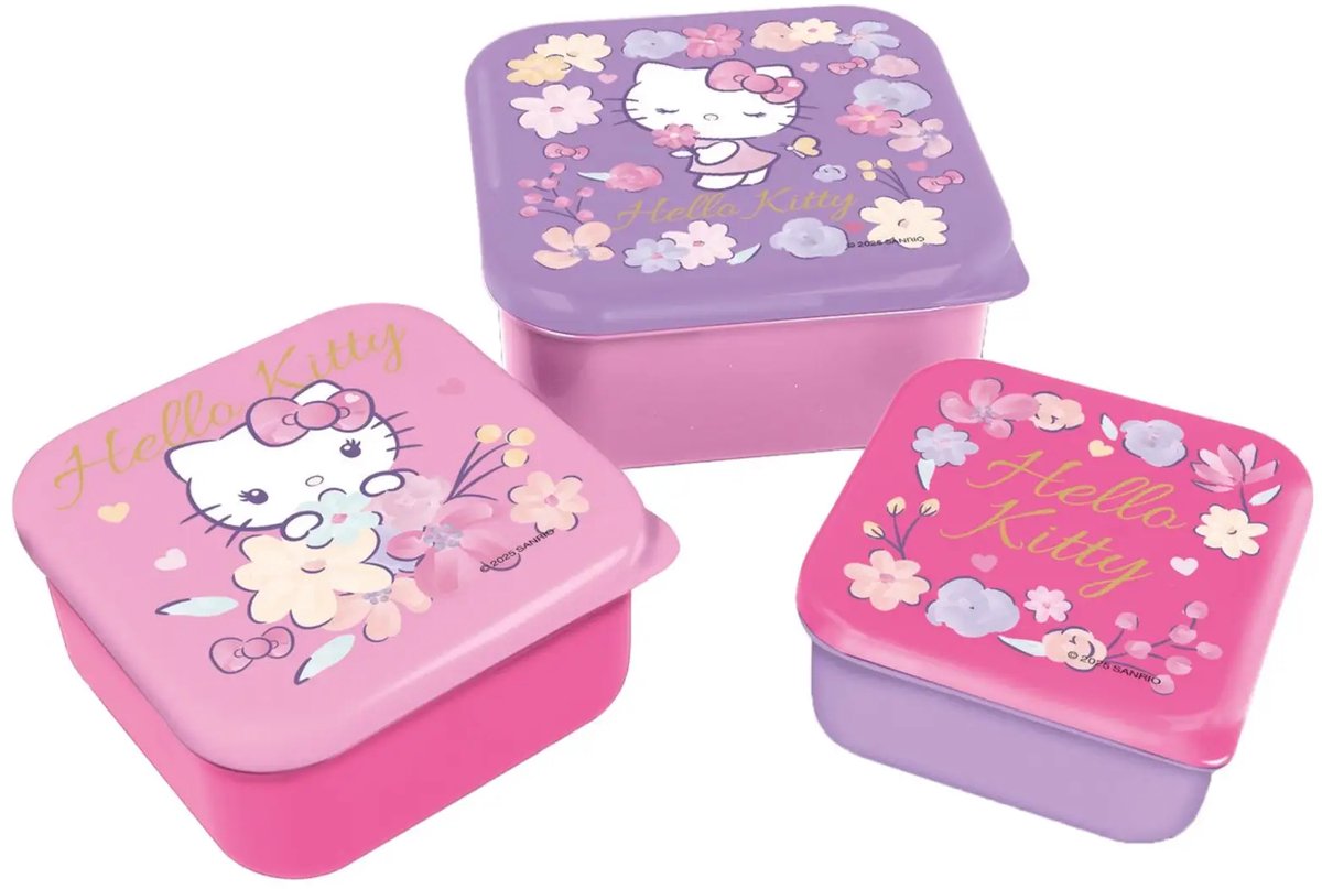 Hello Kitty Snackdoosjes - 3 delige set - Lunchboxen voor kinderen - Koekjes, Fruit Snacks