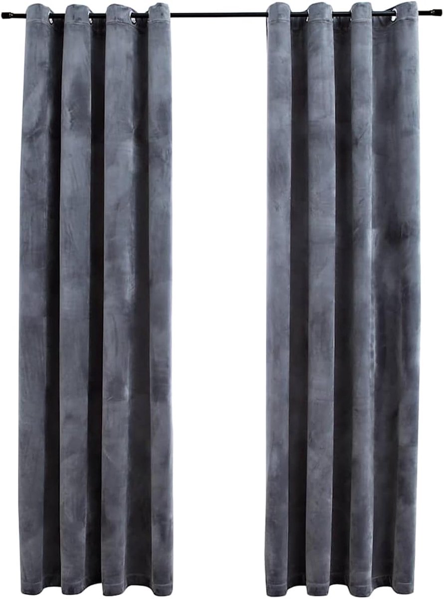 Verduisteringsgordijnen met oogjes 2 stuks fluweel antraciet 140x175 cm, verduisteringsgordijn slaapkamergordijnen thermogordijn ondoorzichtige overgordijnen 134496