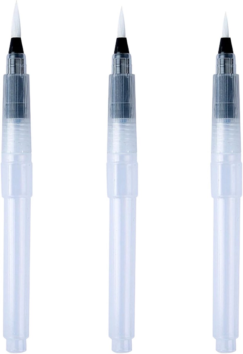 penseelstiftenset, set van 3 schilderpenselen, aquarelpen met 3 maten, kunstenaarspenseel met waterreservoir voor aquarelschilderen, blending, kalligrafie