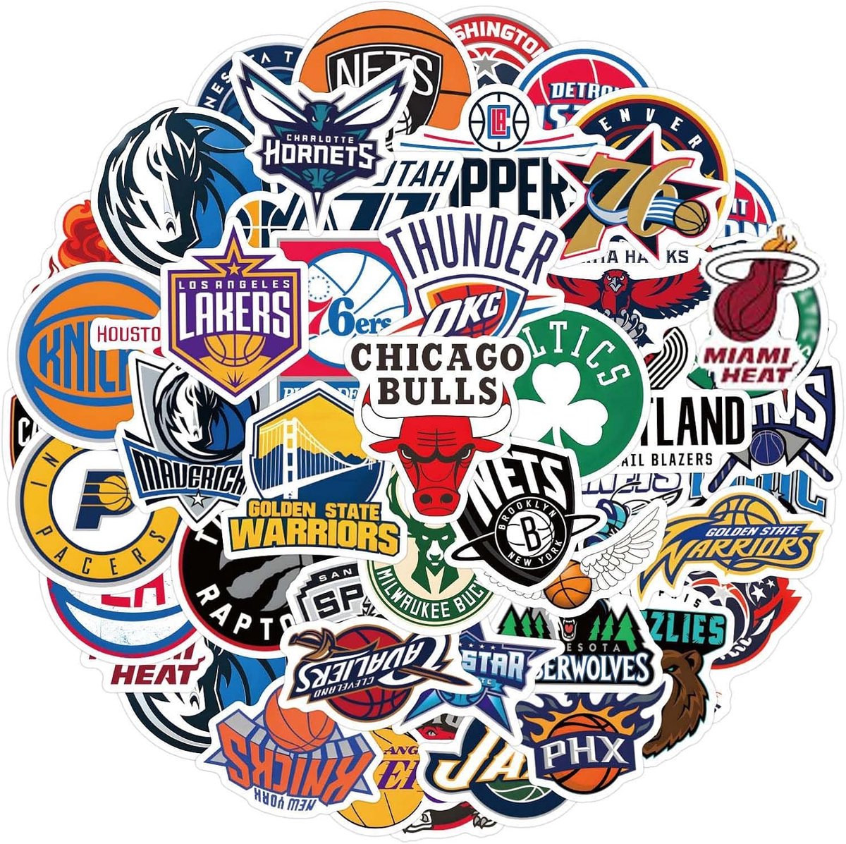 Basketbal Stickers 60 Stuks - Waterdicht - Unieke Patronen - Voor Waterflessen en Laptops - ShopVlot