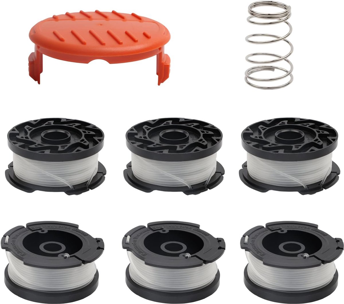 Spoelen voor Black & Decker grastrimmer STC1820CM, STC1820PC, STC1820EPC, STC1840EPC, ST5530, ST1823, GLC1823L20 (6 stuks + 1 deksel + 1 veer)