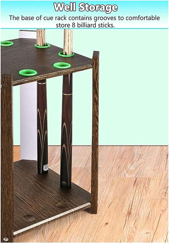 Biljart Keurek - Pool Stokhouder - Biljart Opbergen - Massief Houten Frame - 32x32x60 cm - Houtkleur — afbeelding 5