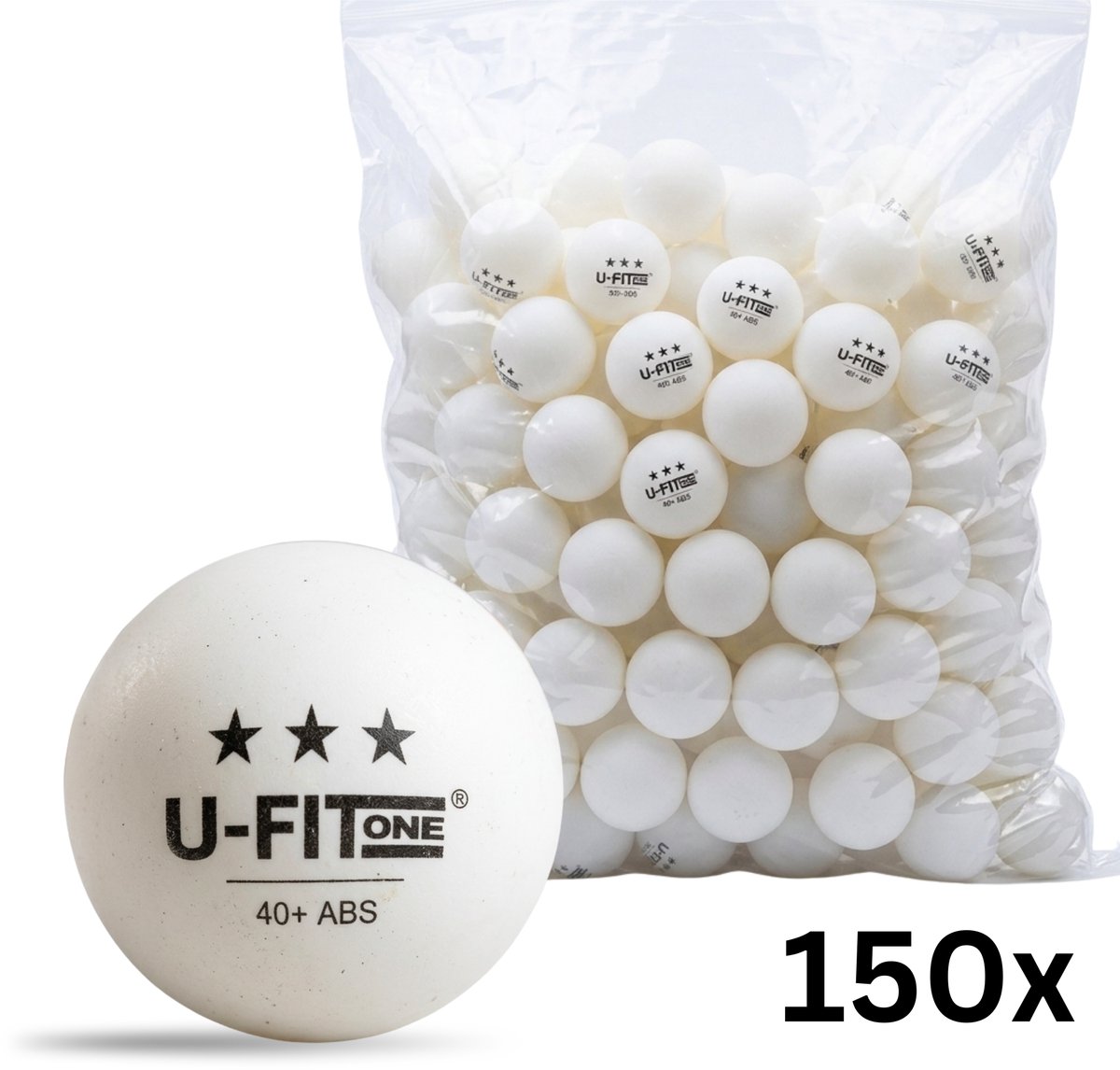 U Fit One 150 Stuks Professionele Tafeltennisballen - 3 Ster kwaliteit - Tafeltennisballen - Pingpongballen - ABS 40+ - Wit
