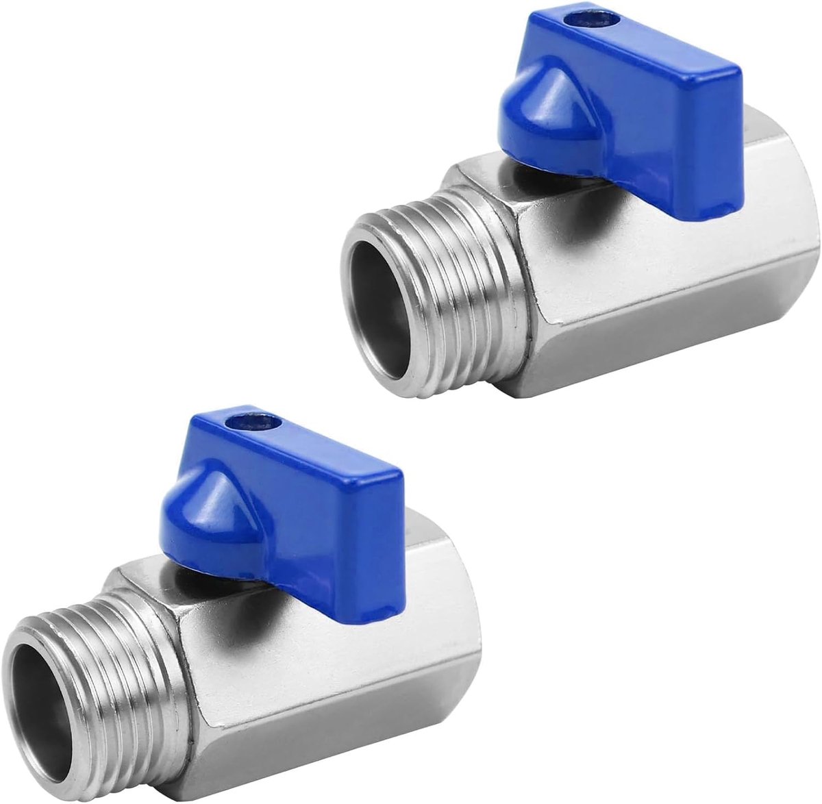 2 stuks afsluitkraan 1/2 inch, mini-kogelkraan 1/2 inch, voor buisverbindingsaansluiting (blauw)