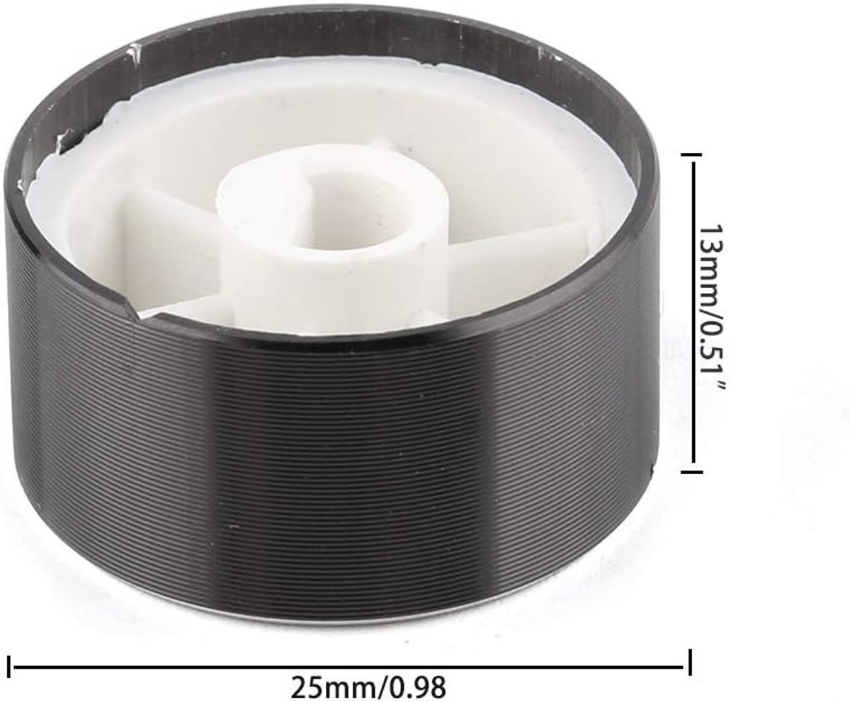 smallJUN 2 stuks 25 x 13 mm D-assen potentiometer draaiknop encoder volumeregelaar voor luidsprekerversterker audio hifi halve as aluminium knop zwart
