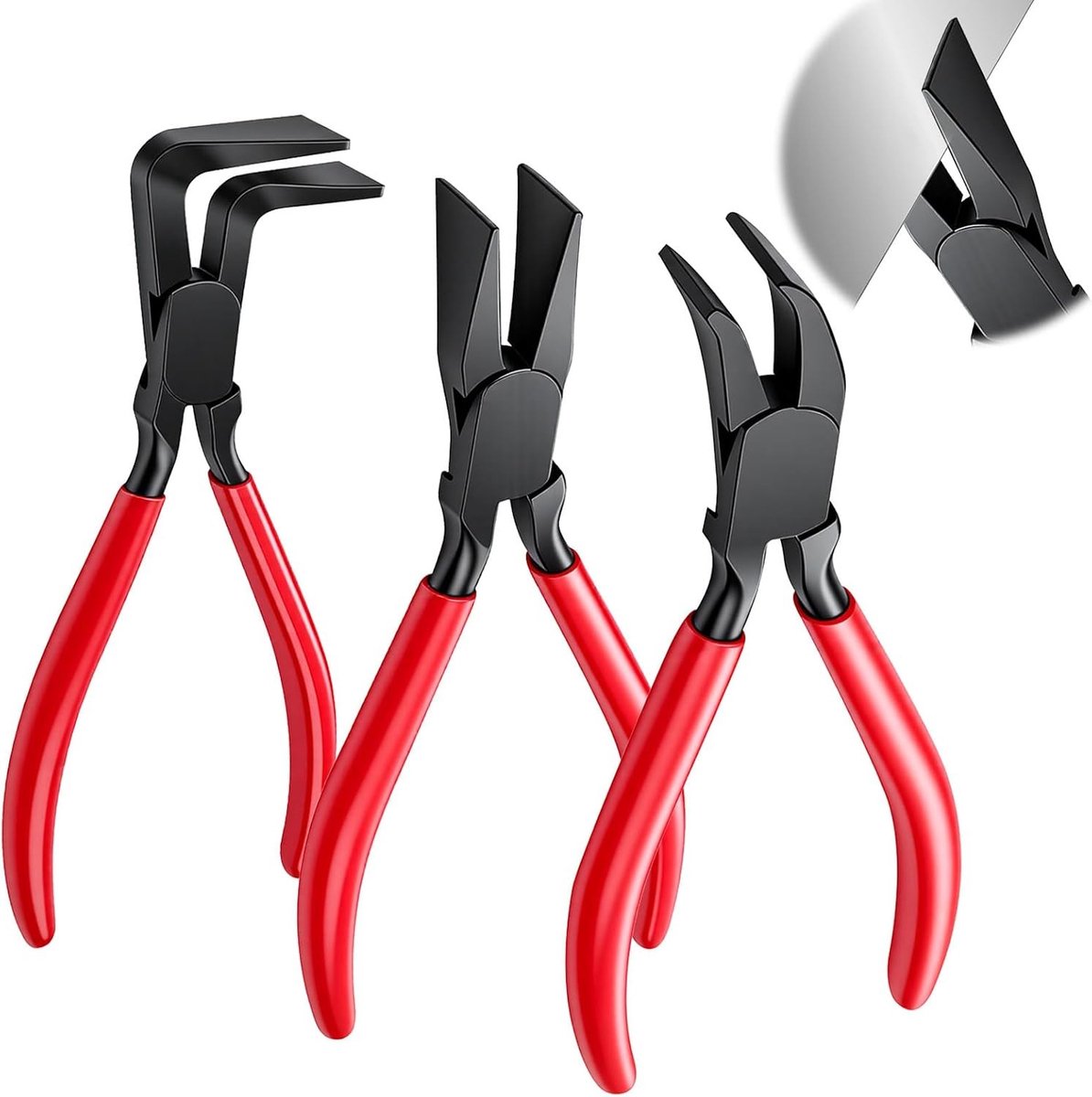 Folding pliers, small set, 3-piece, 0 degrees, 45 degrees, 90 degrees, mini plate pliers, folding pliers, width 22 mm - ShopVlot