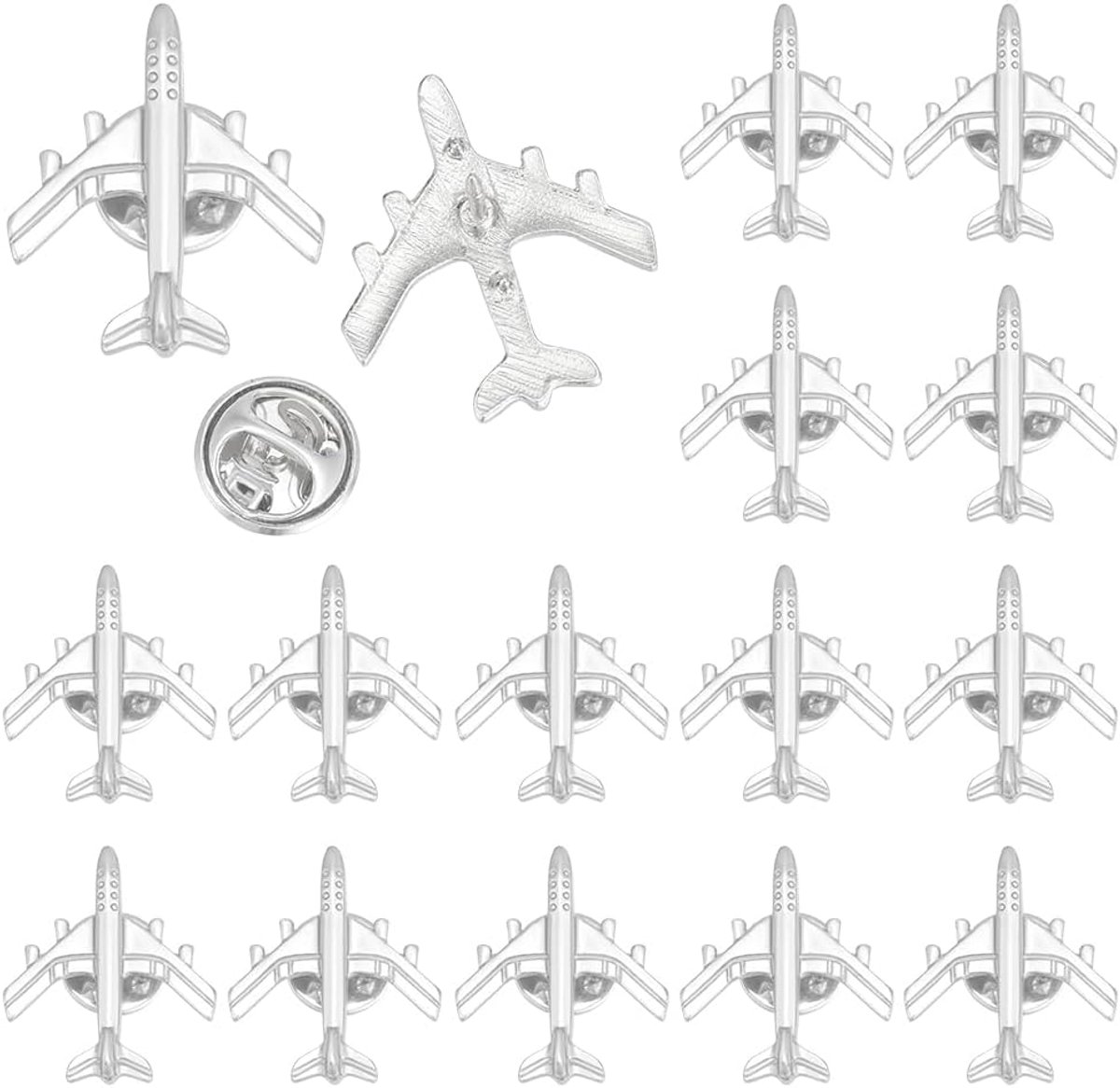 PandaHall 16 stuks pinnen vliegtuig vliegtuig broche legering vliegtuig broches kraag badge vliegtuigen revers pinnen vliegtuig voor rugzak kostuum luchtvaart feest, 25 x 22 mm