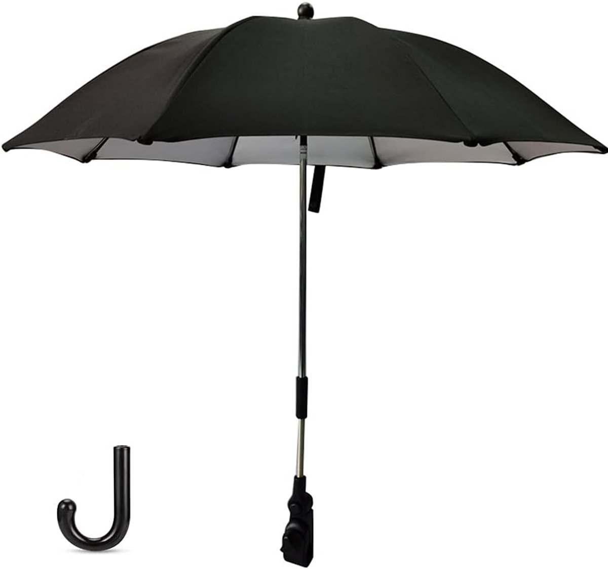 SnelShoppen - Baby Kinderwagen Parasol - Universele Zonnebescherming - Anti-UV en Regenbestendig - Verstelbare Zonnekap - Zwart - Voor Alle Kinderwage
