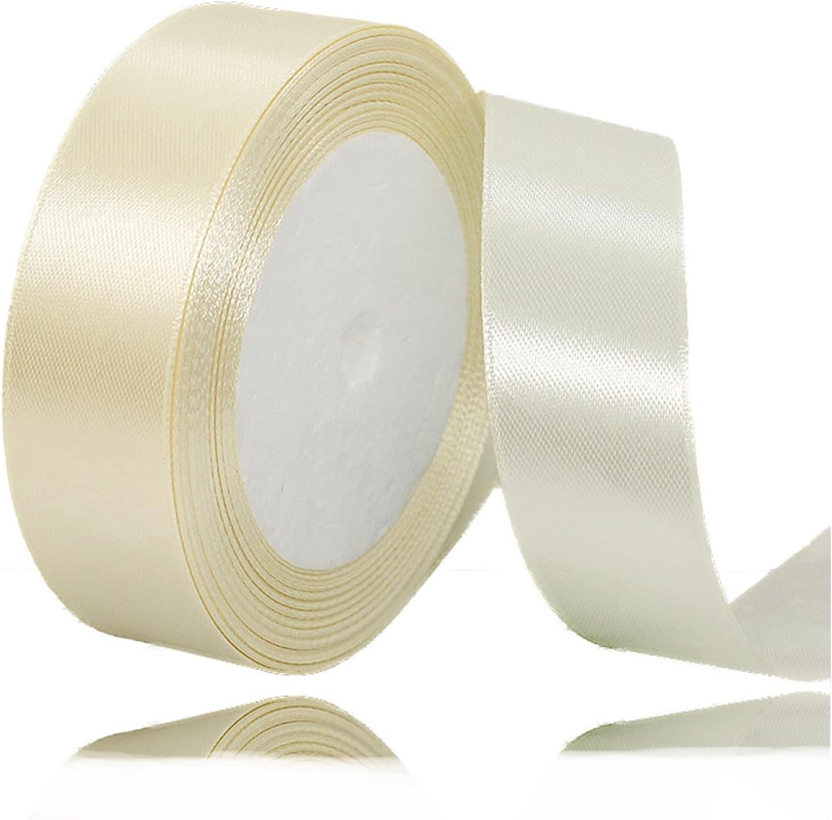 lint 25 mm, 23 meter beige, effen kleur, cadeaulint voor knutselen, geschenkverpakkingen, bruidsboeketten, bloemstukken, strikken maken, ballonnen, taartdecoratie en babyshower