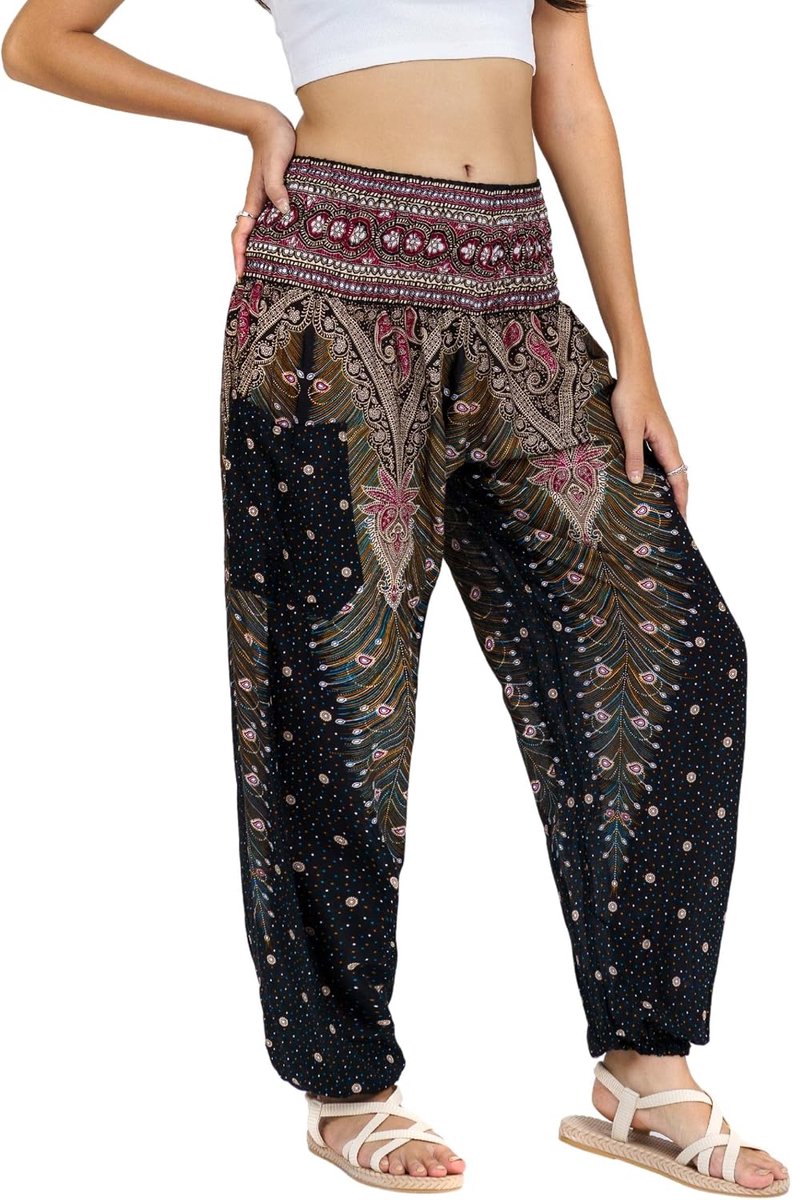 Harem Yogabroek voor dames S-4XL Hippie Boho PJs Lounge Beach Print Plus