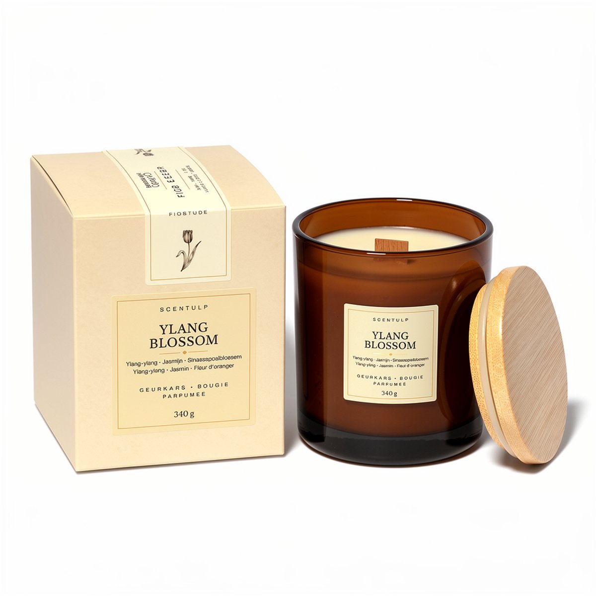 Scentulp - Geurkaars Ylang Blossom - 340 g - Handgemaakt in Nederland