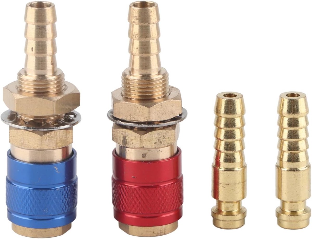 SnelShoppen - 8mm Snelkoppeling en Gasadapter in Messing voor MIG TIG Lasapparaat Watergekoeld Slang Koppeling met 2 Adapters en Plugs
