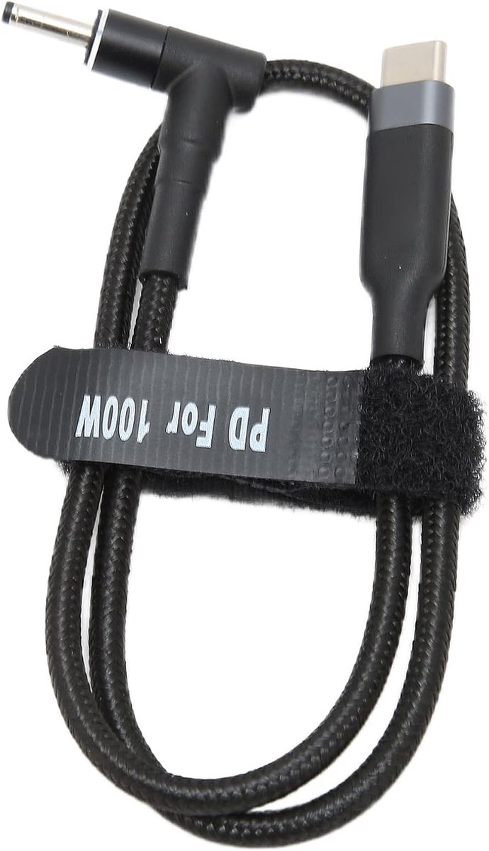 SnelShoppen - USB C Naar DC Laptop Oplaadkabel, 20V 5A 100W PD Snellader Type C Mannetje Naar Elbow DC 3.0 X 1.1mm Laptop Voedingskabel