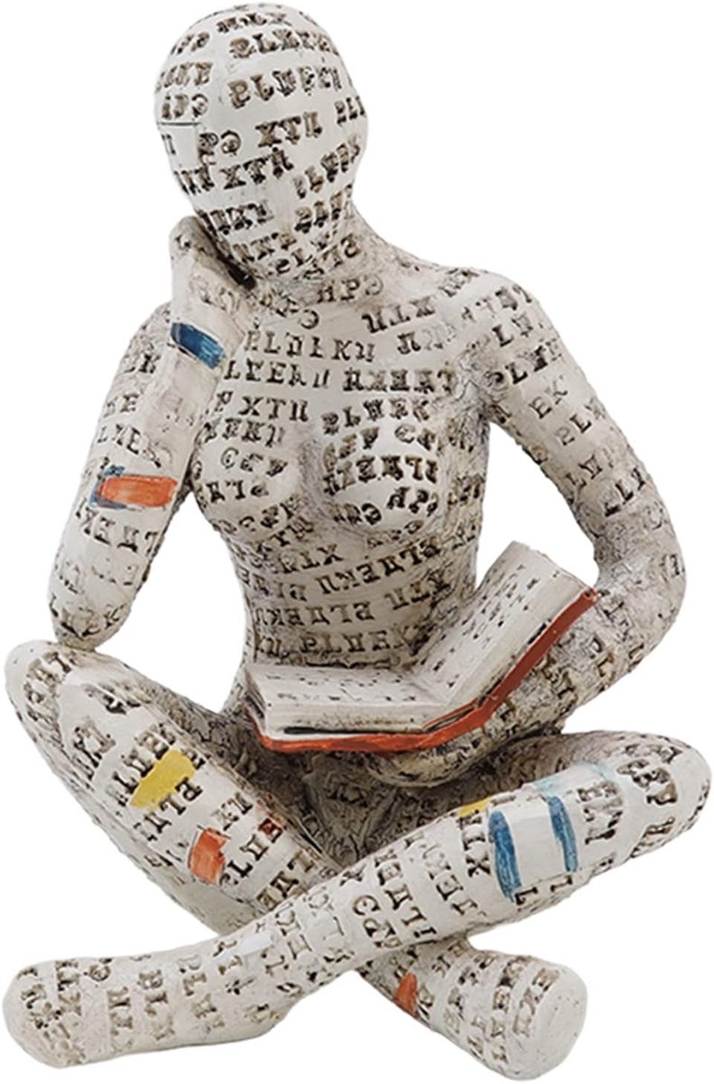SnelShoppen - Reading Women Beeld, Pulp en Hars Denker Beeldje Aesthetic Sculptuur Moderne Abstracte Decoratie voor Kantoor en Thuis (G)