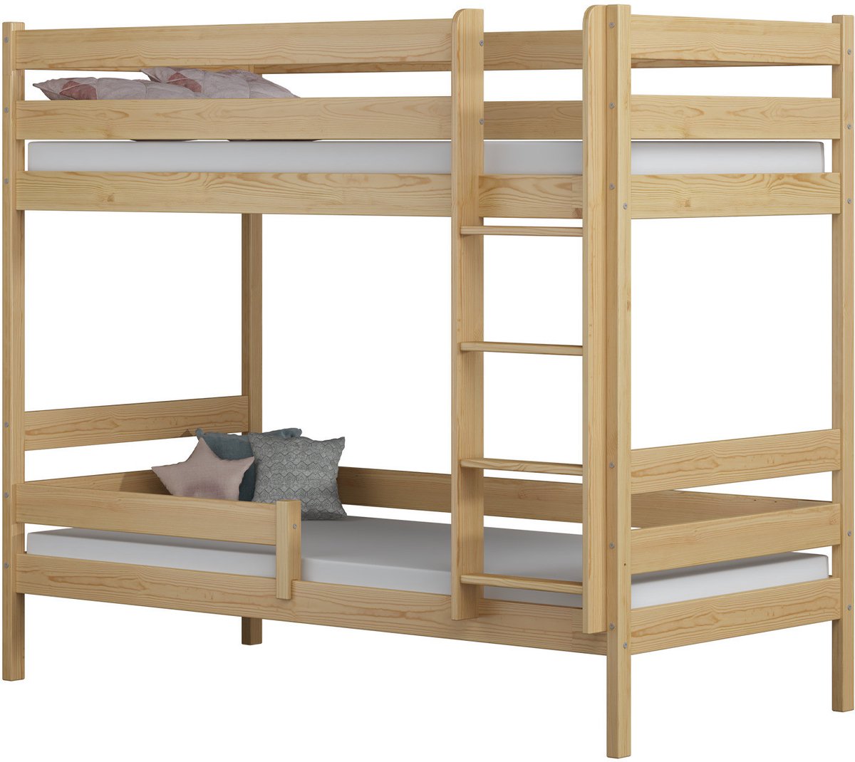 Need Sleep - Kinder stapelbed 80x180 - Massief grenenhout - Met ladder en uitvalbeveiliging - FSC - Naturel