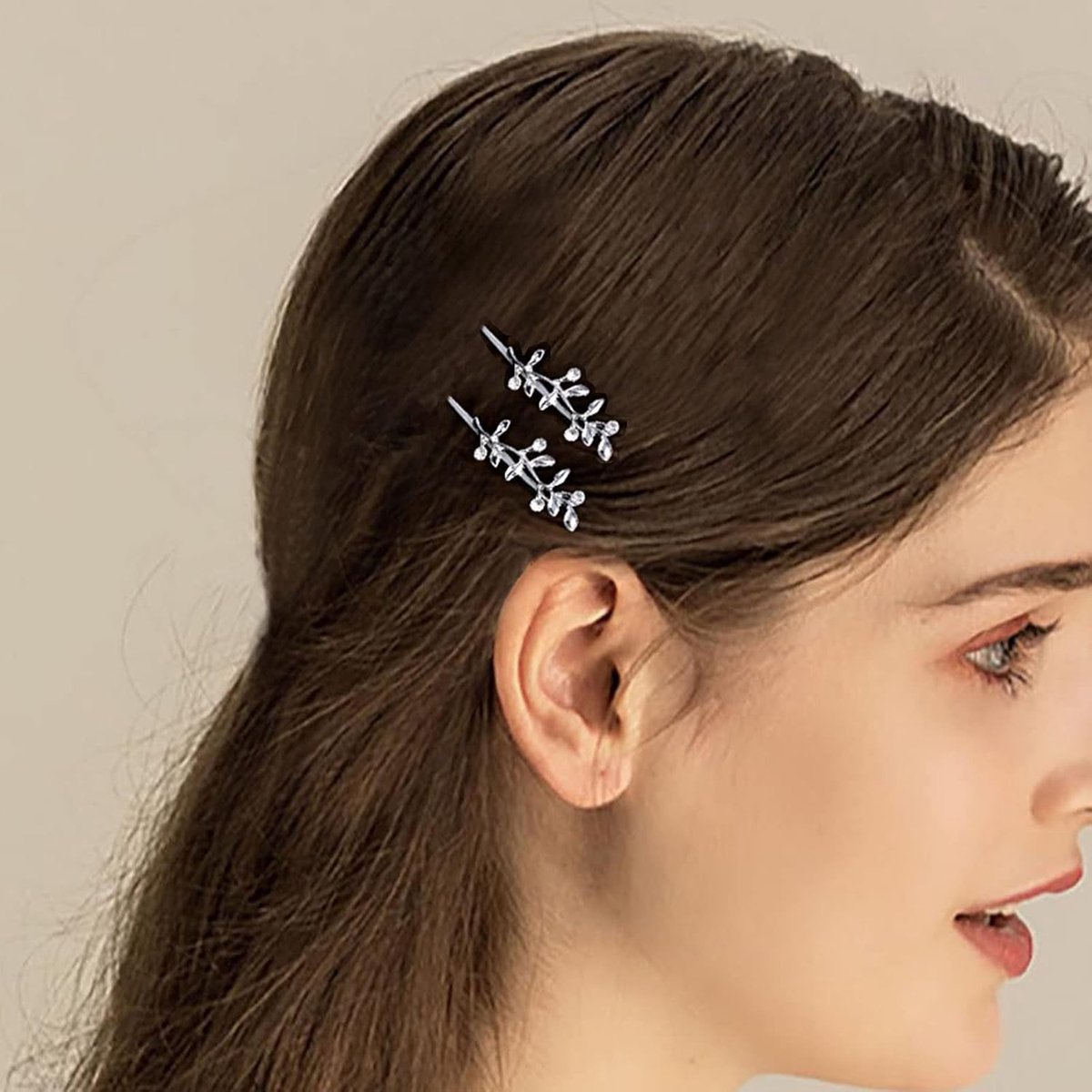 Boho Leaf Hair Clip Vintage Silver Crystal Hairpin Retro Hair Barrette Bride Rhinestones Hair Bobby Pins Wear Hair - ShopVlot