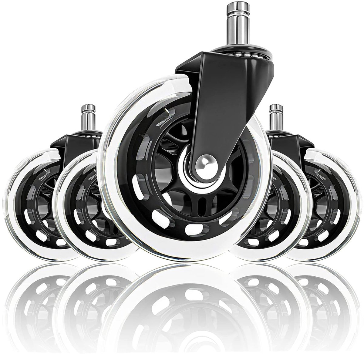 SnelShoppen - Office Chair Casters - 5 Stuks - 10mm x 22mm Vervangwielen voor Kantoor- en Gamingstoelen - Rubber Noiseless Wielenset - Geschikt voor A