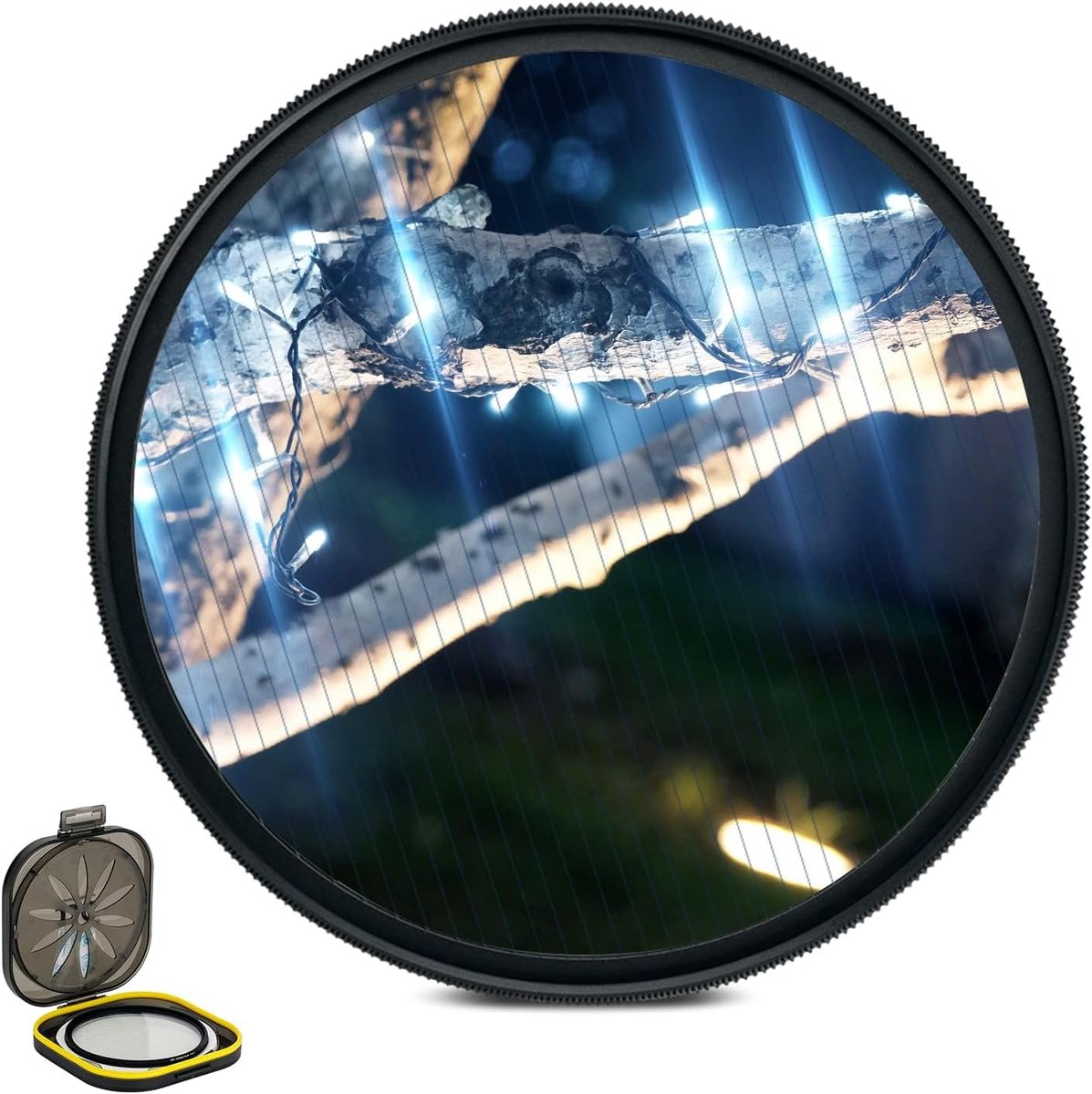 SnelShoppen - 72MM Blauwe Streep Speciale Effecten Lensfilter, Anamorf Filter voor Camera Foto's en Cinematische Video, Meervoudig Weerstand Gecoat Bl