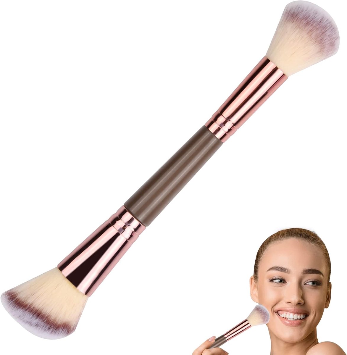 Make-up kwast poederkwast - dubbele kwast - zacht kabuki - perfecte applicatie voor mooie make-up - SnelShoppen
