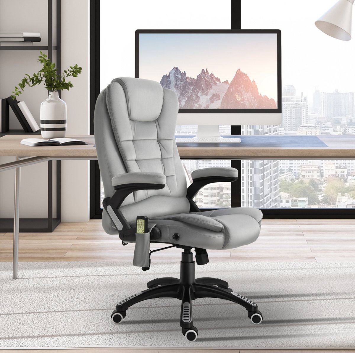 COVREO Bureaustoel 68x72x110-120 cm grijs, polyester met massagefunctie