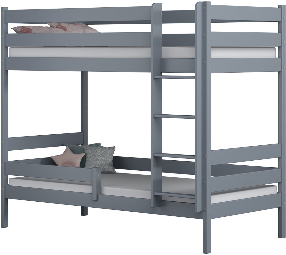 Need Sleep - Kinder stapelbed 90x190 - Massief grenenhout - Met ladder en uitvalbeveiliging - FSC - Grijs