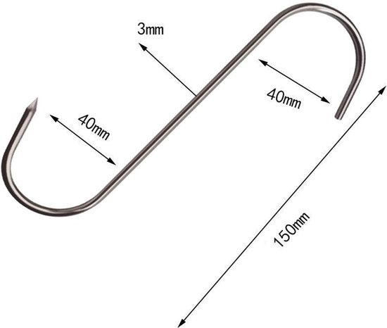 Meat Hooks 15 Pieces S Hooks Stainless Steel 15 cm Butcher Hooks Stainless Steel Smoke Hooks Hanging Hooks Kitchen - ShopVlot — afbeelding 2