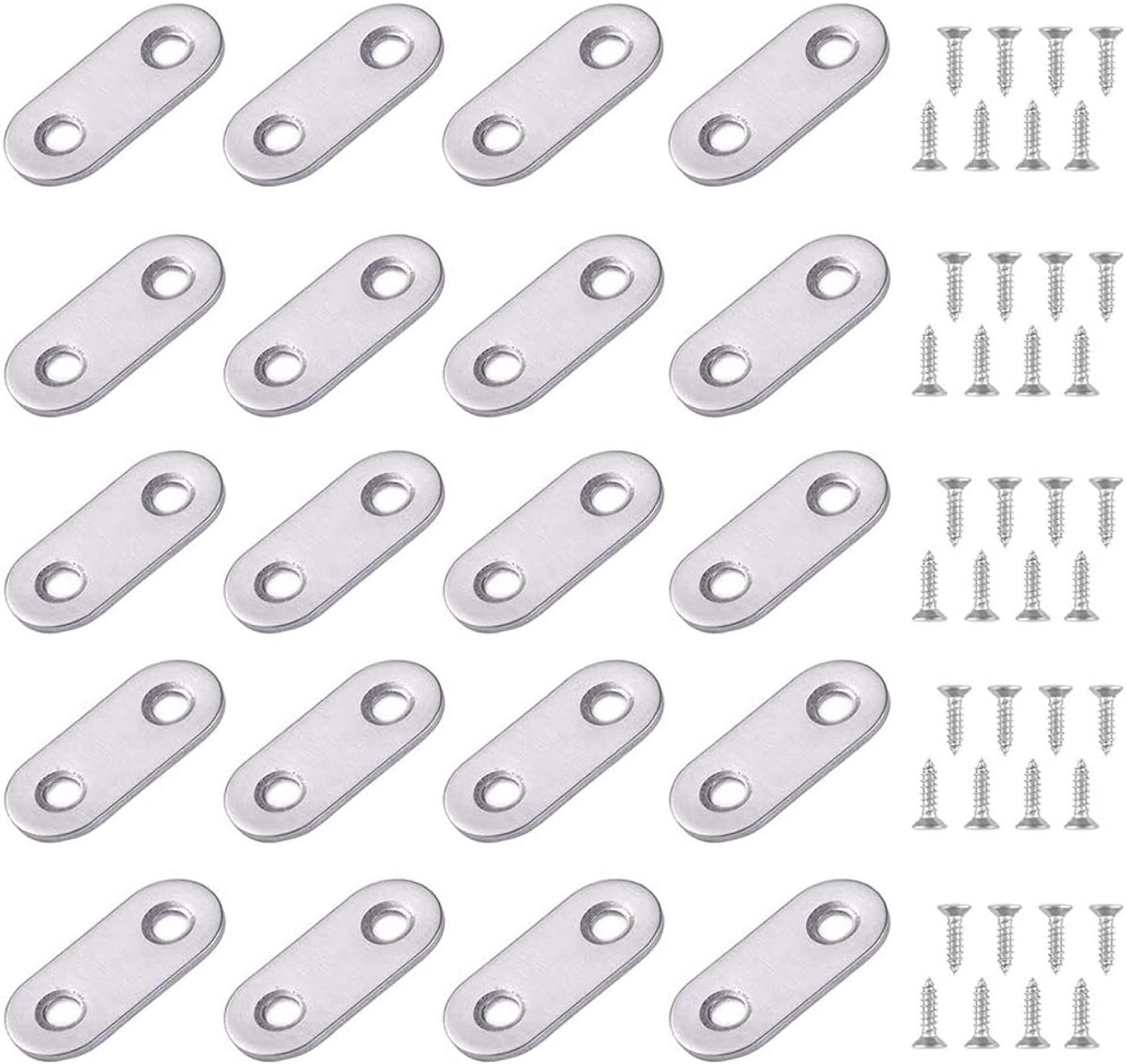 24Pcs Flat Bracket Stainless Steel Flat Straight Brace Braces Flat Fixing Brackets Bracket Connector Plates For Repair - ShopVlot