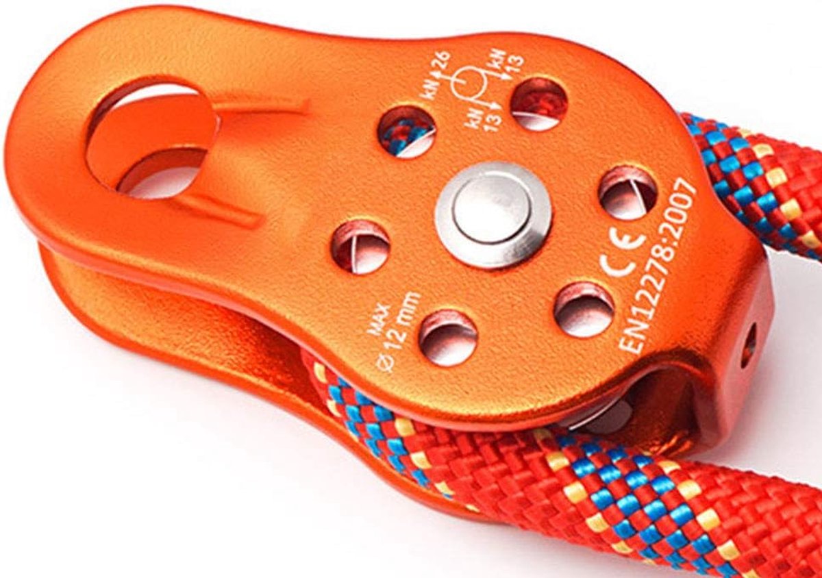 Rock Climbing Pulley, Climbing Pulley 26KN Aluminum Heavy Duty Single Swivel Rope Pulley Block for 12mm Rope Climbing - ShopVlot