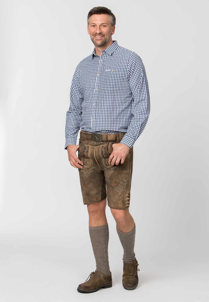 Stockerpoint Trachtenhemd blauw-wit met lange mouw