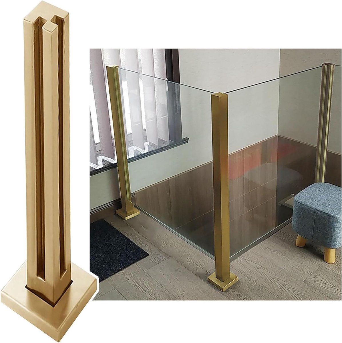 Vierkante Leuningpalen - Balustrade Set - Terras Beveiligen - Roestvrij Staal 304 - 5x5 cm Stang - Zilver