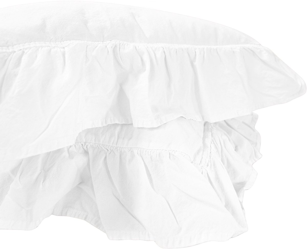 Darymex Sierkussenhoezen met Volant 40x40 cm - Wit - Set van 2 - 100% Katoen (123 g/m²) - Met Ruffles / Roesjes - Hoteloverslag - ECO Verpakking - Hypoallergeen