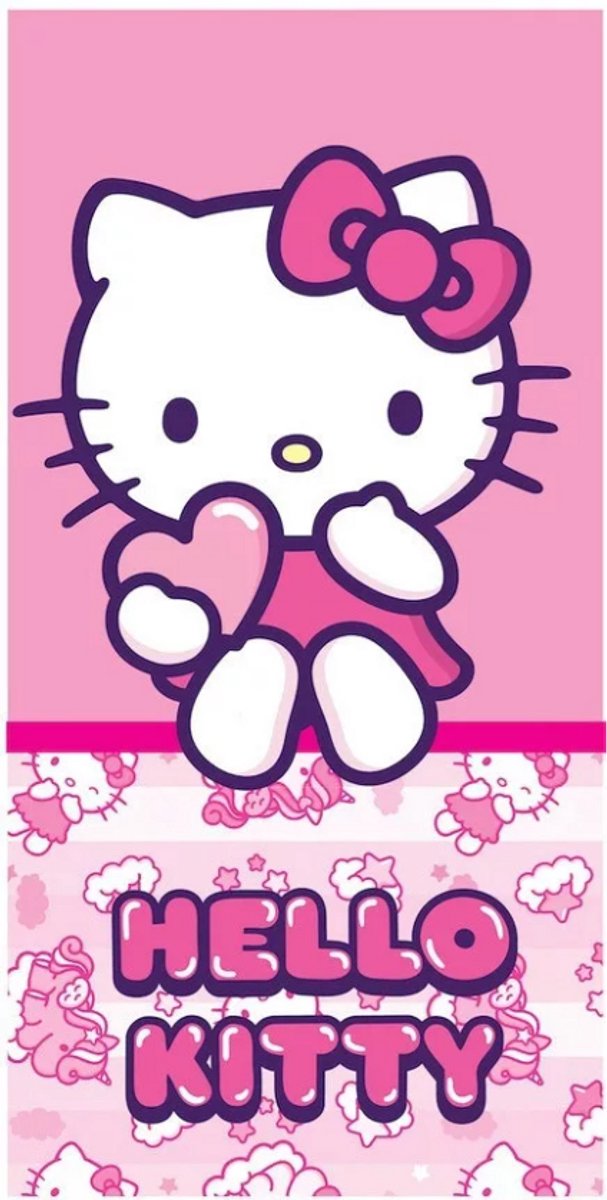 Hello Kitty Pinky Heart badhanddoek, strandhanddoek 70x140 cm (Snel Drogen)