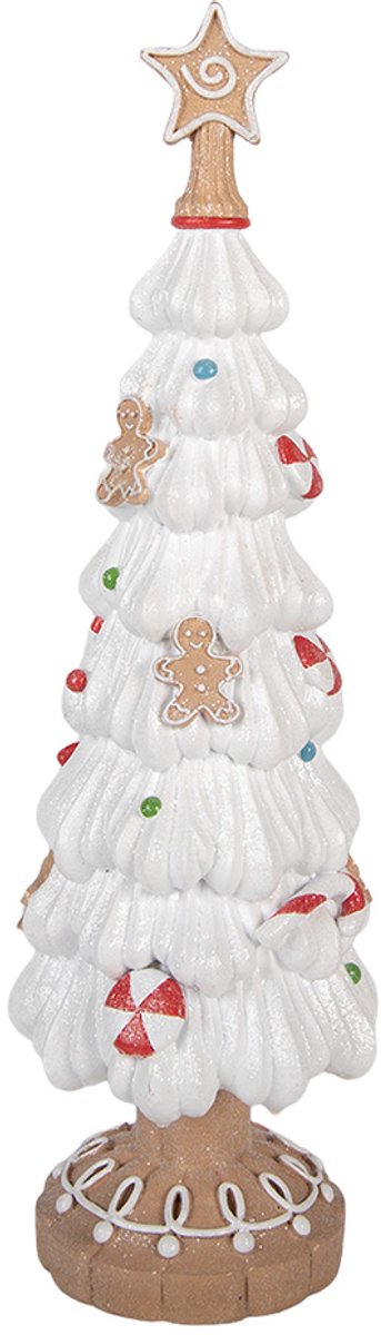 Clayre & Eef Kerstdecoratie Beeld Kerstboom Ø 12x38 cm Wit Kunststof
